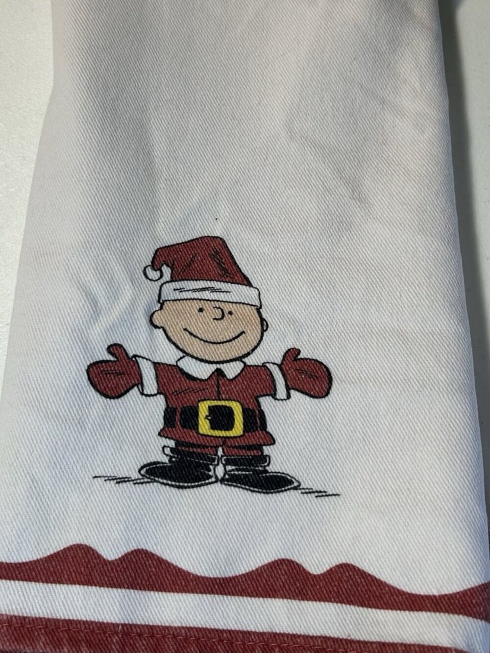 William Sonoma Charlie Brown Snoopy Christmas Screen Print Cotton Kitchen Towel